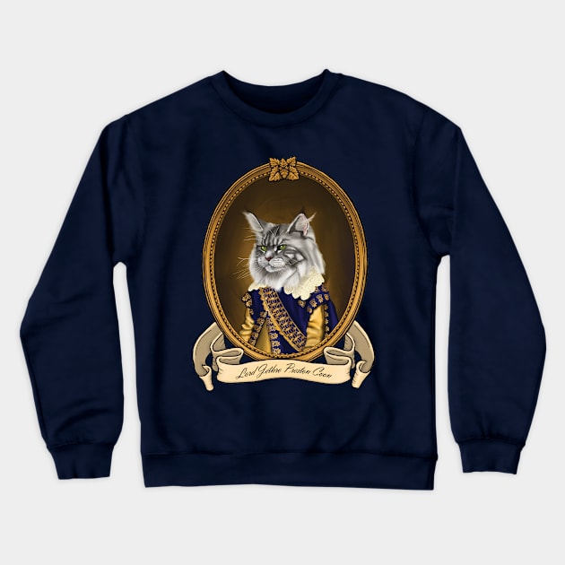 Renaissance Cat - Lord Jethro Preston Coon Crewneck Sweatshirt by JMSArt